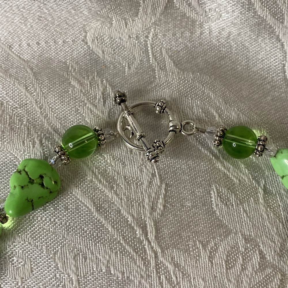 Handcrafted Natural Gaspeite Necklace w/glass and crystals - Picture 4 of 5